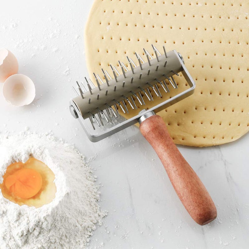 AMPSEVEN Pizza Dough Docker Roller - Pastry Docker Roller with Spike for Homemade Baking Cake crackers Pie Hole Maker, Prevent Dough from Blistering - Image 4
